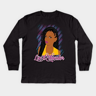 Loc'd Educator Locs Black African American Teacher Kids Long Sleeve T-Shirt